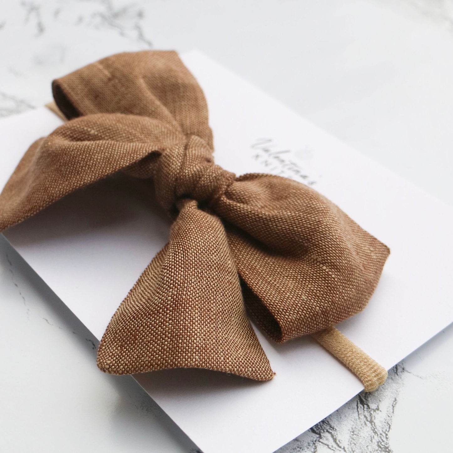 Linen Baby Bow Headband or Hair Clip - Made in USA