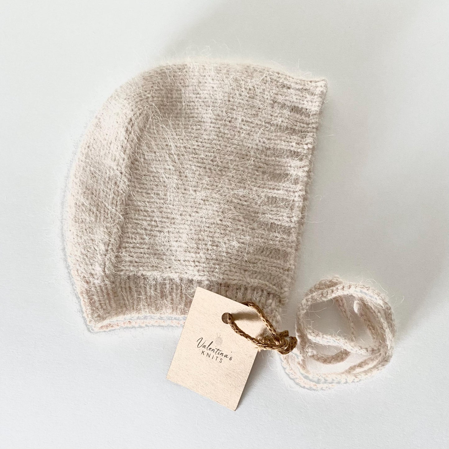 Mink Alpaca Knit Baby Bonnet: Handmade Winter Hat