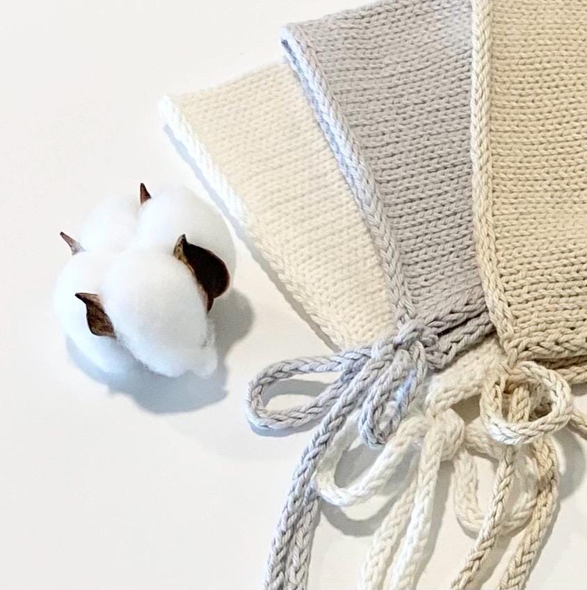 Hand Knit Cotton Baby Bonnet: Soft & Cozy - Made in USA