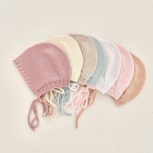 Hand Knit Cotton Baby Bonnet: Breathable Seamless Toddler Hat