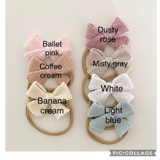Knitted Baby Bow Headband: Soft Cotton Head Accessory