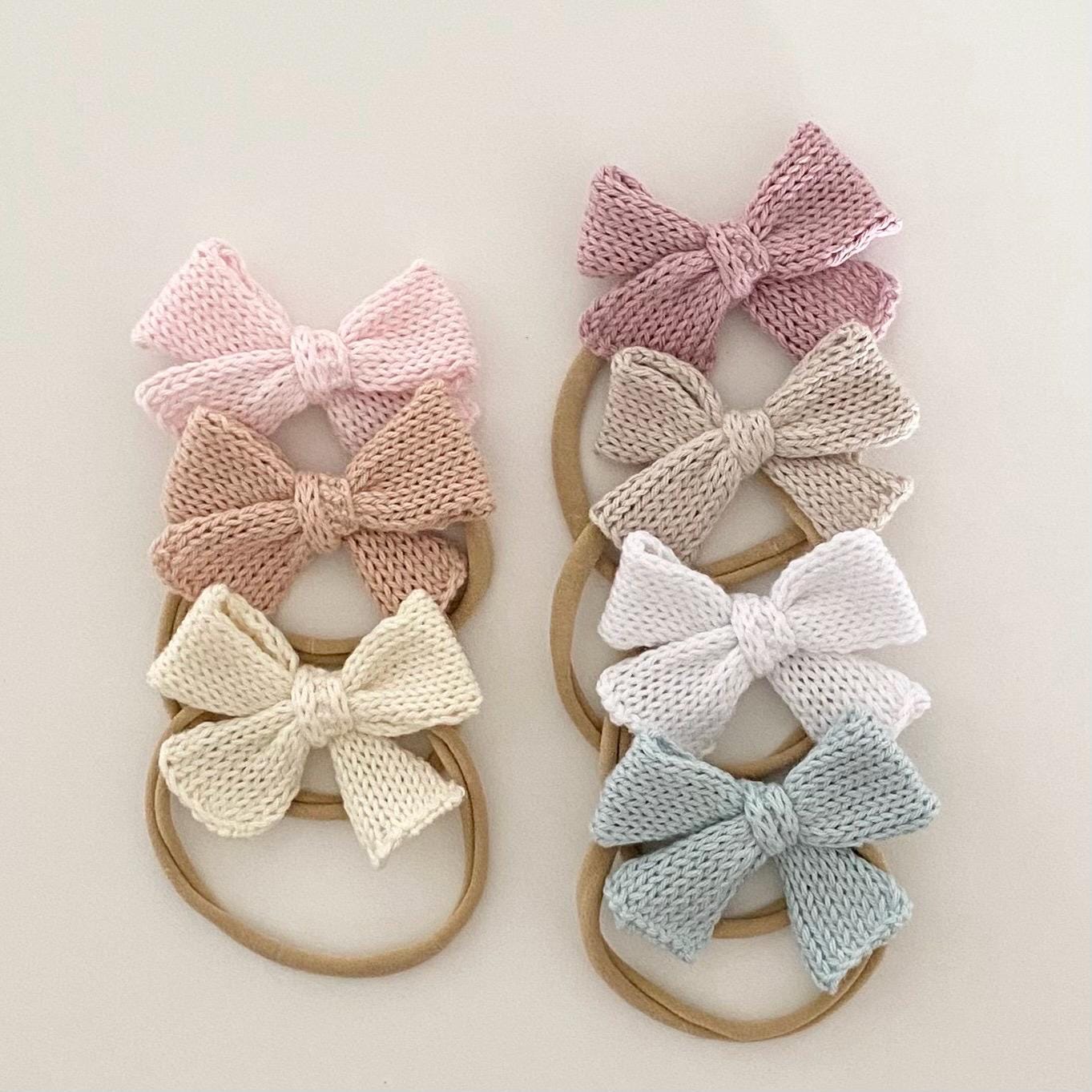 Knitted Baby Bow Headband: Soft Cotton Head Accessory
