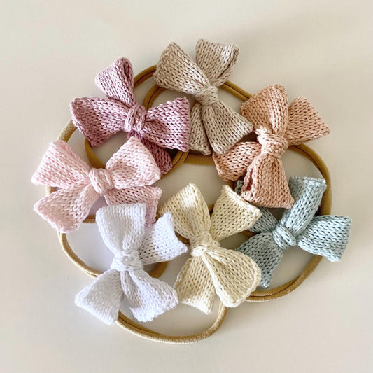 Knitted Baby Bow Headband: Soft Cotton Head Accessory