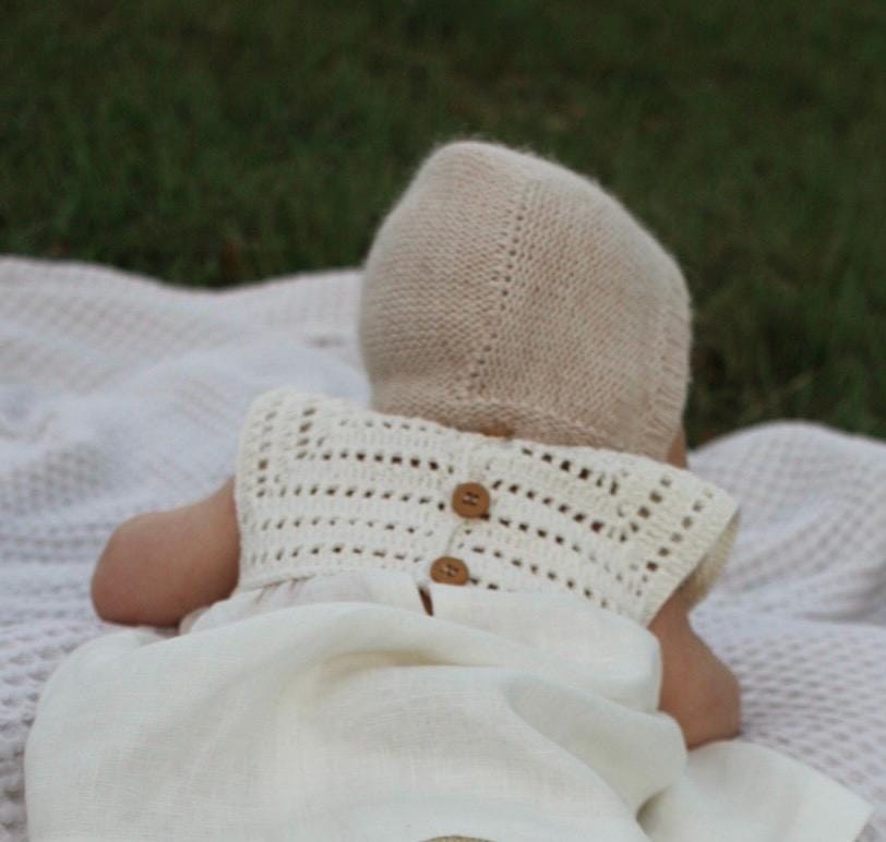 Handmade Linen Baby Dress: Crochet Yoke, Vintage Style