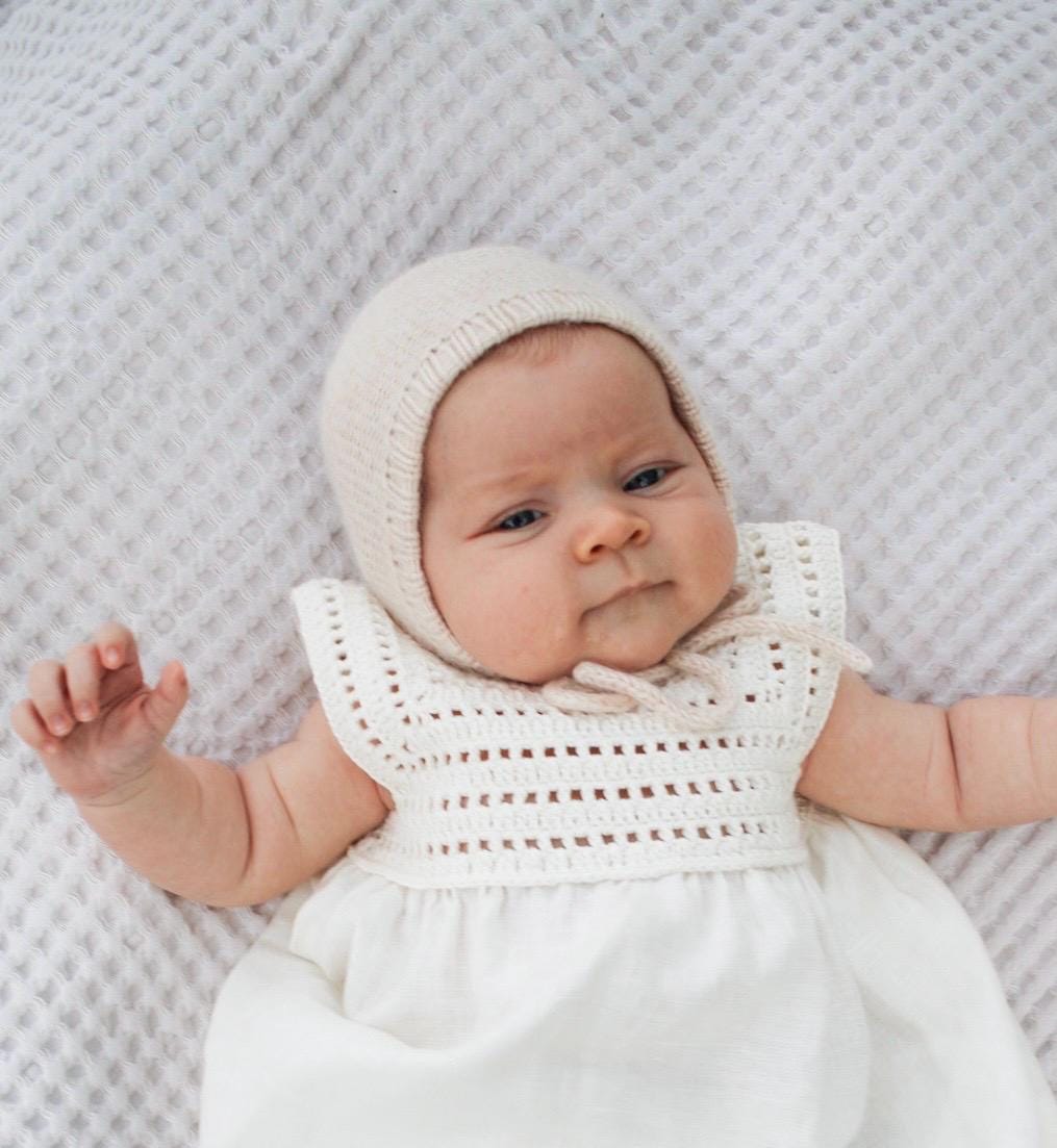 Cashmere Knit Baby Bonnet: Soft, Warm, Handmade in USA