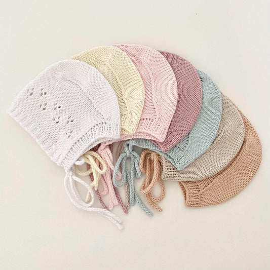 Hand Knit Cotton Baby Bonnet: Breathable Seam-Free Toddler Hat