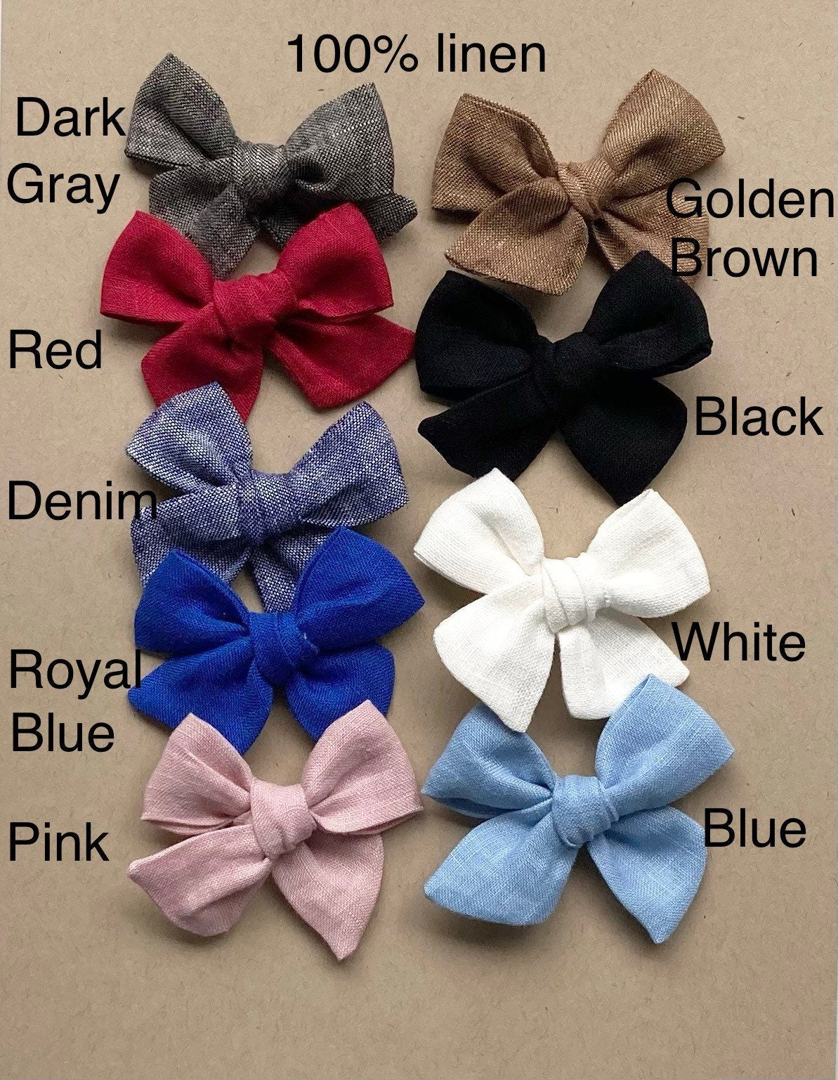 Linen Baby Bow Headband or Hair Clip - Made in USA