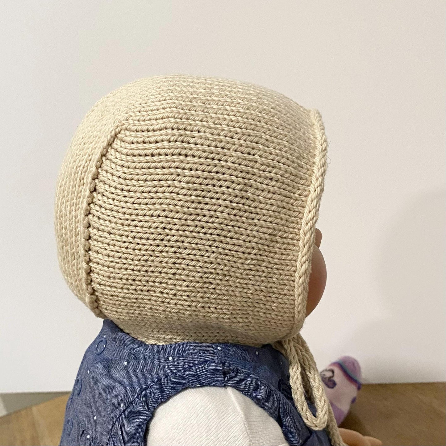 Hand Knit Cotton Baby Bonnet: Soft & Cozy - Made in USA