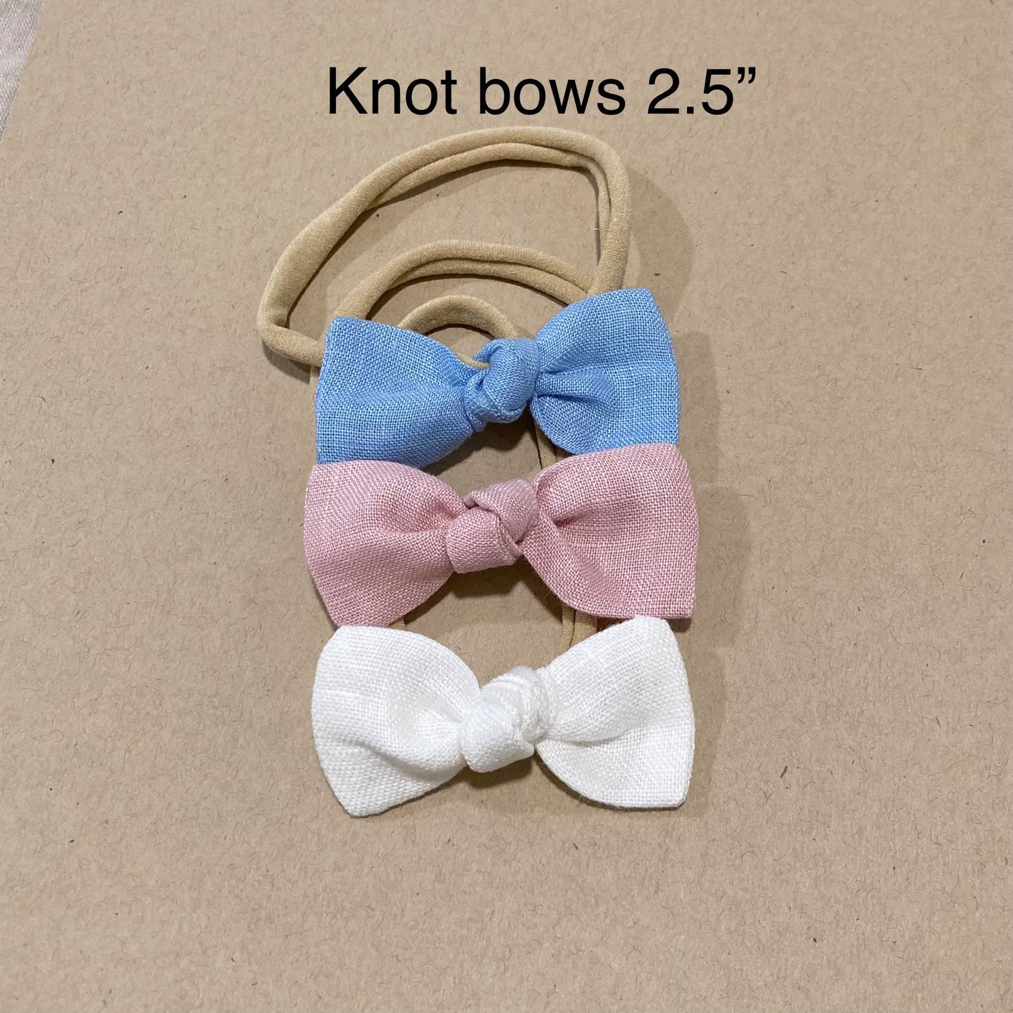 Linen Baby Bow Headband or Hair Clip - Made in USA