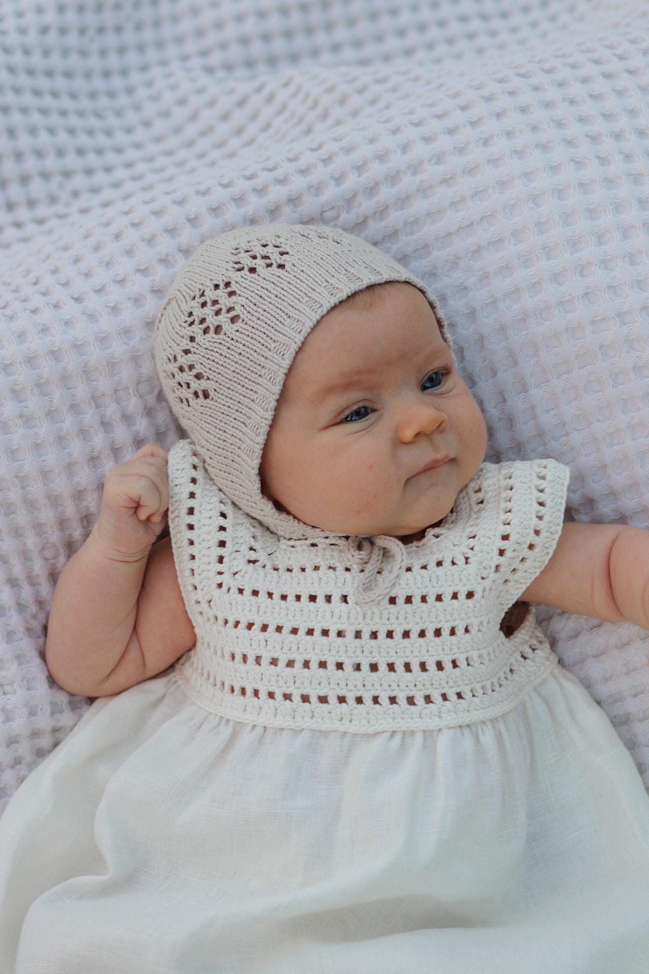 Handmade Linen Baby Dress: Crochet Yoke, Vintage Style