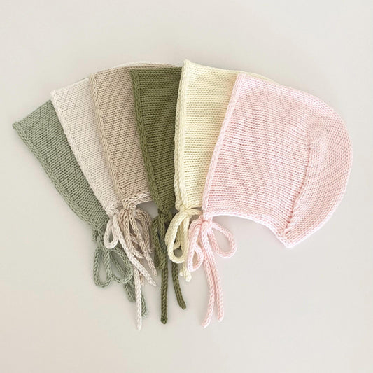 Hand Knit Cotton Baby Bonnet: Soft & Cozy - Made in USA